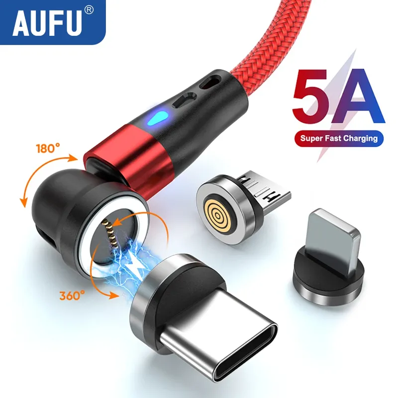 AUFU 7Pin 5A Magnetische Typ C Kabel Für Xiaomi POCO Redmi Magnet Schnelle Lade Draht Für iPhone iPad Samsung Micro USB Daten kabel