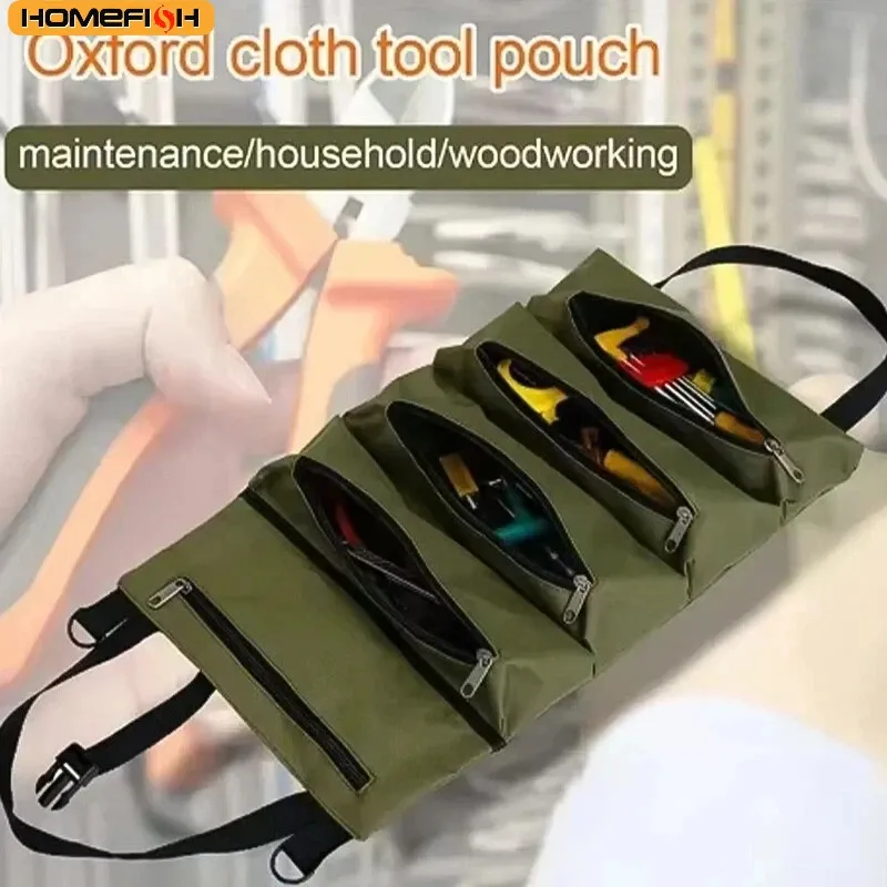 Robuste Roll-Up Werkzeugtasche - Oxford-Gewebe Multifunktionaler Werkzeugorganizer All-in-One Garagenaufbewahrung für Mechaniker/Elektriker/Zimmermänner