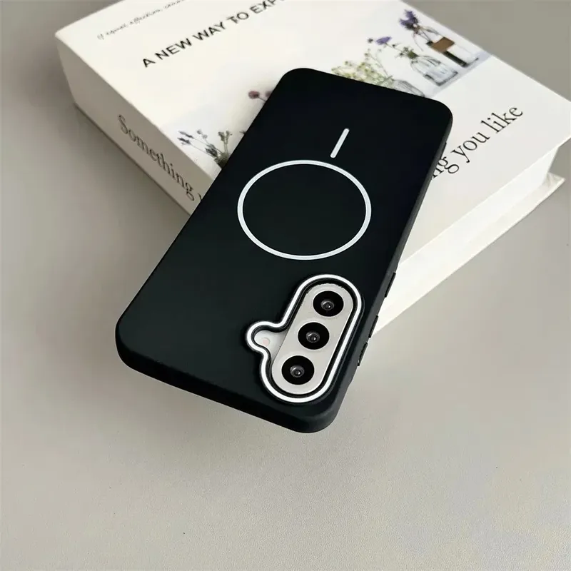 Einfache für Magsafe Wireless Charging Handyhülle für Samsung Galaxy S25 S24 Ultra S23 S22 A56 Matte Hit Color Lens Soft TPU Cover