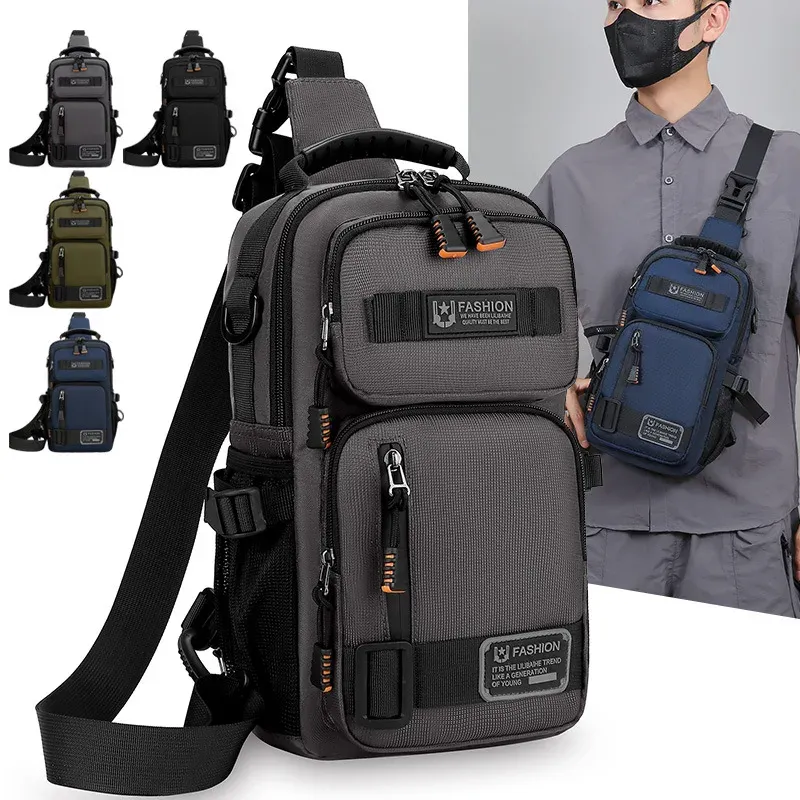 Multifunktionale Brusttasche für Herren, leicht, einfach, mehrere Taschen, Umhängetaschen, Outdoor-Sport, Wandern, Radfahren, Umhängetasche
