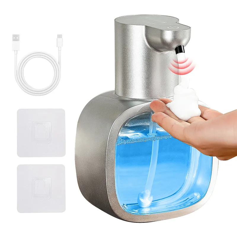 Neuer an der Wand montierter automatischer Seifenspender aus Schaumstoff, intelligente Handwaschmaschine, 500 ml flüssiger wiederaufladbarer Badezimmer-Induktionssensor