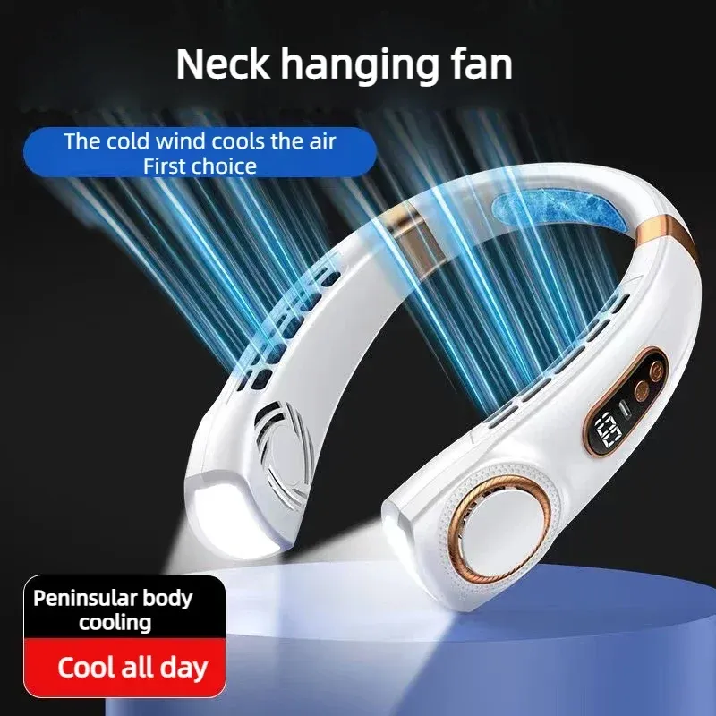 JKUOO Nackenventilator, wiederaufladbar, persönlicher tragbarer Ventilator, batteriebetrieben, freihändiger tragbarer USB-Nackenventilator für drinnen und draußen