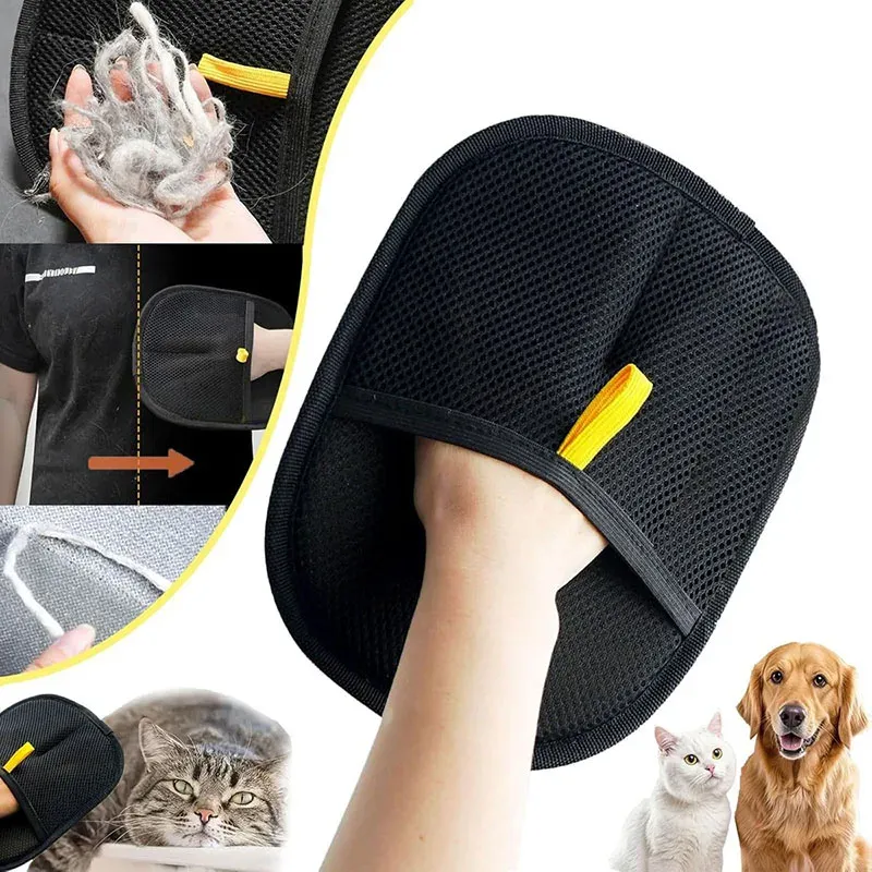 Katzenhaarentfernerbürste, Kätzchenhaarentferner-Handschuhe, Enthaarungsbürste, Handschuh für Katzen, doppelseitige Fellhaarreinigung für Teppiche