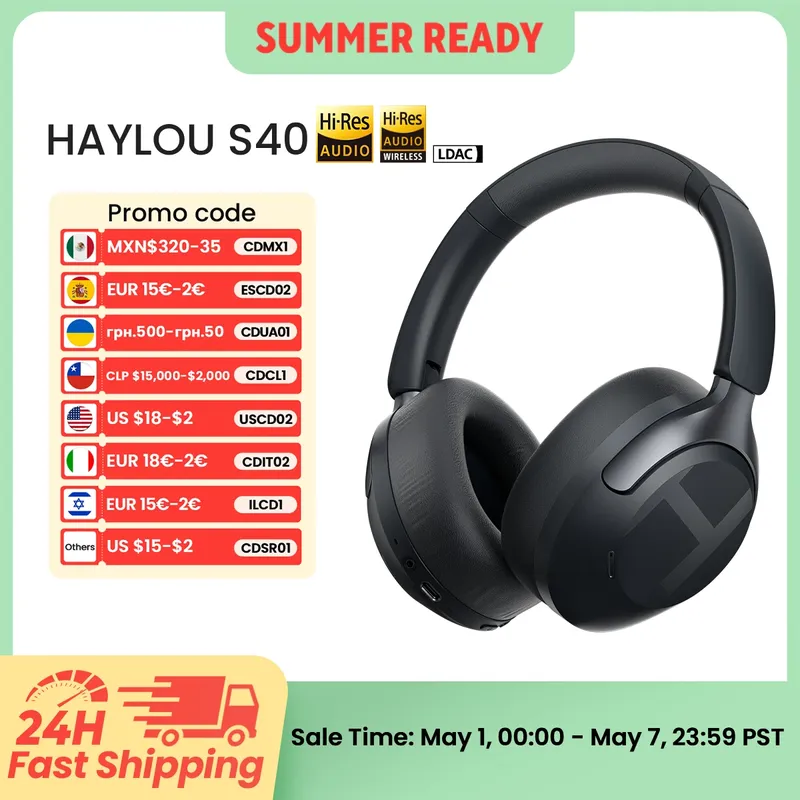 HAYLOU S40 ANC Kabelloser Kopfhörer 50dB Geräuschunterdrückung Hi-Res 3D-Raumklang-Ohrhörer mit LDAC Bluetooth 6.0 Over-Ear-Headset
