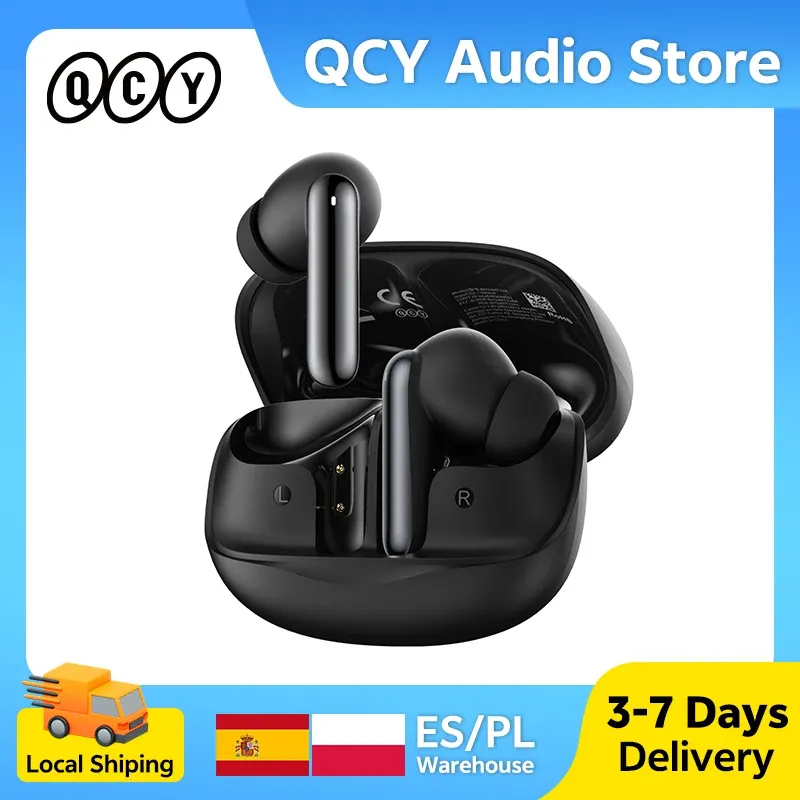 QCY MeloBuds N50 Kabellose Ohrhörer, adaptiver Hybrid-ANC, Bluetooth 5.4, 6 Mikrofone, ENC, 12 mm dynamischer Treiber, Kopfhörer, 28 Stunden Spielzeit, Transparentmodus