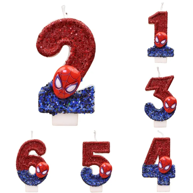 Superheld SpiderMan Fun Figur Kerze Niedliches Cartoon-Muster 0-9 Party Geburtstag Kerze Kuchen Dekoration Kinder Party Geschenk