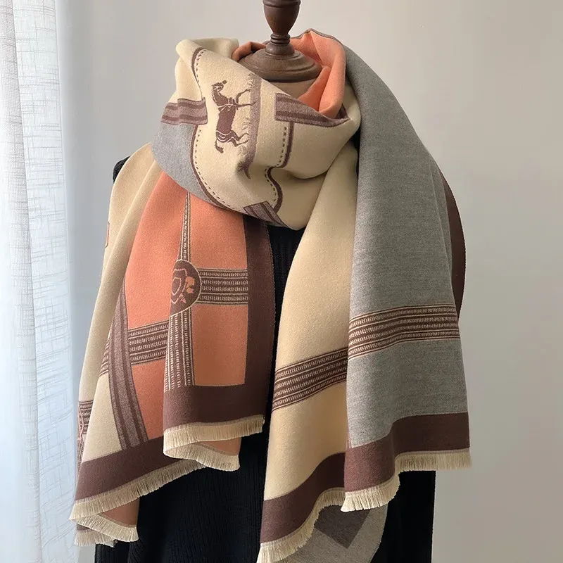 Luxus Winter Schal Frauen Kaschmir Warme Pashmina Marke Foulard Weibliche Schals Wraps Dicke Weiche Bufanda Poncho Schals Stola 2025