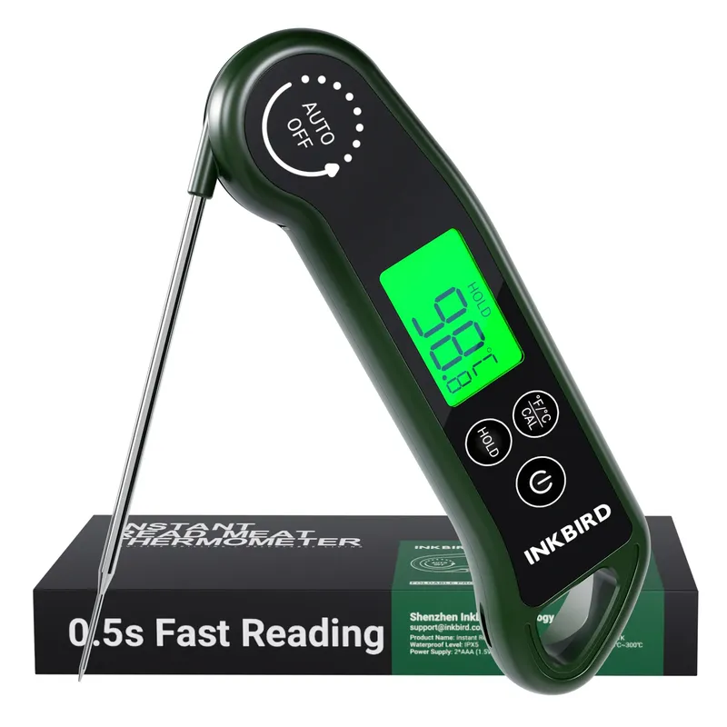 INKBIRD RHT-11K Instant Read Fleischthermometer, 0,5 s schnell, ±0,3 ℃   Präzise, IPX5 wasserdicht, LCD-Hintergrundbeleuchtung, zum Grillen, Backen, Braten