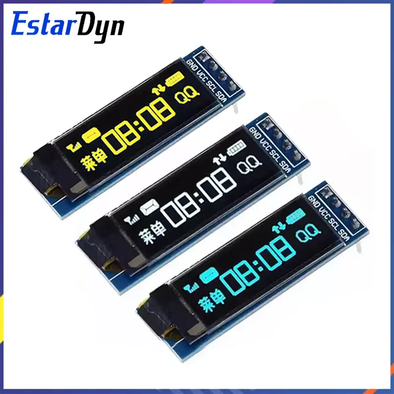 0,91 Zoll OLED-Anzeigemodul I2C 128x32 für Arduino Raspberry Pi ESP32, Weiß Blau Gelb