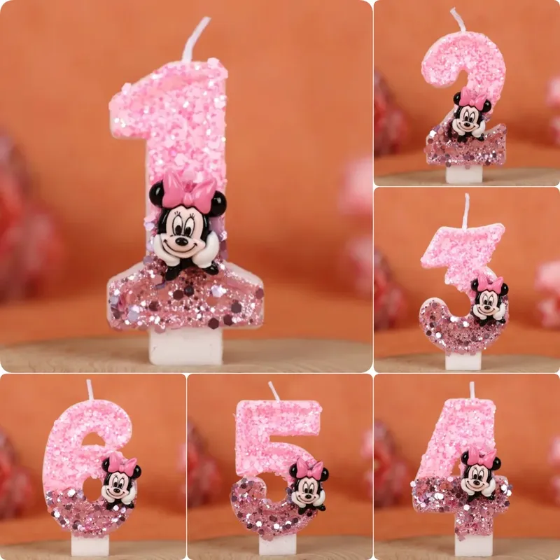 Heißer Alles Gute Zum Geburtstag Nummer 0-9 Kerzen Cartoon Mickey Minnie Maus Kerze Kuchen Cupcake Topper Party Dekoration Lieferungen DIY geschenke