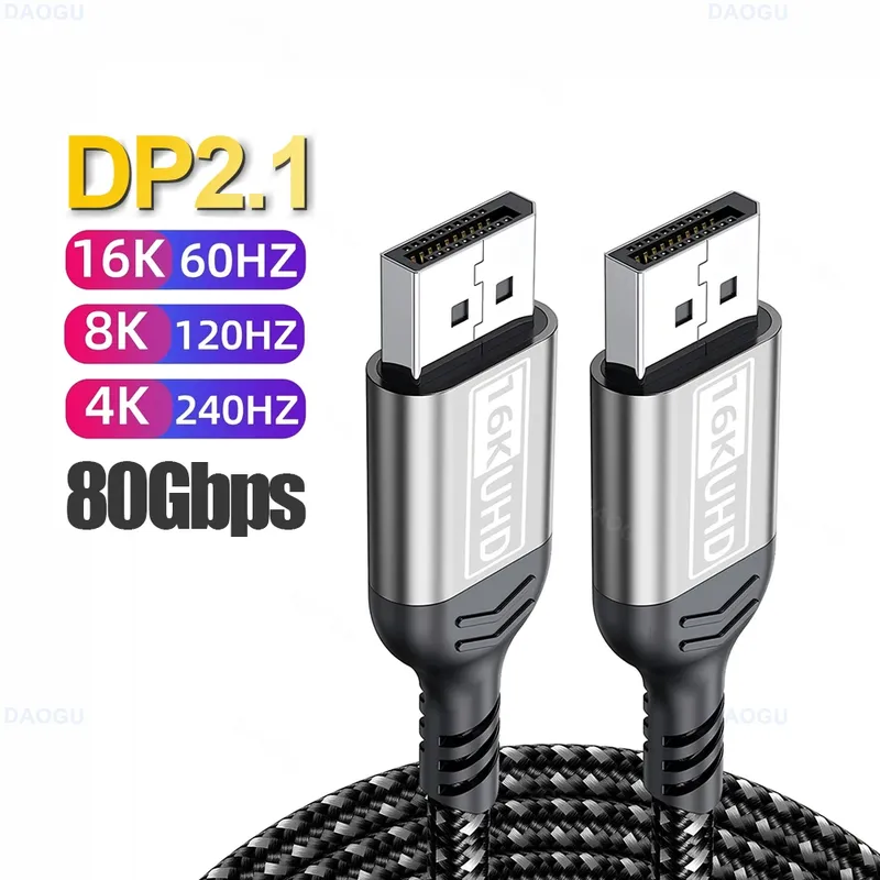 80 Gbit/s 16K@60Hz Ultra HD Video Displayport Kabel 2.1 HDR 3 m 5 m 8K@120Hz DP 2 1 Audiokabel 4K@240 Hz 2 m 1 m Display Port Kabel m 3D