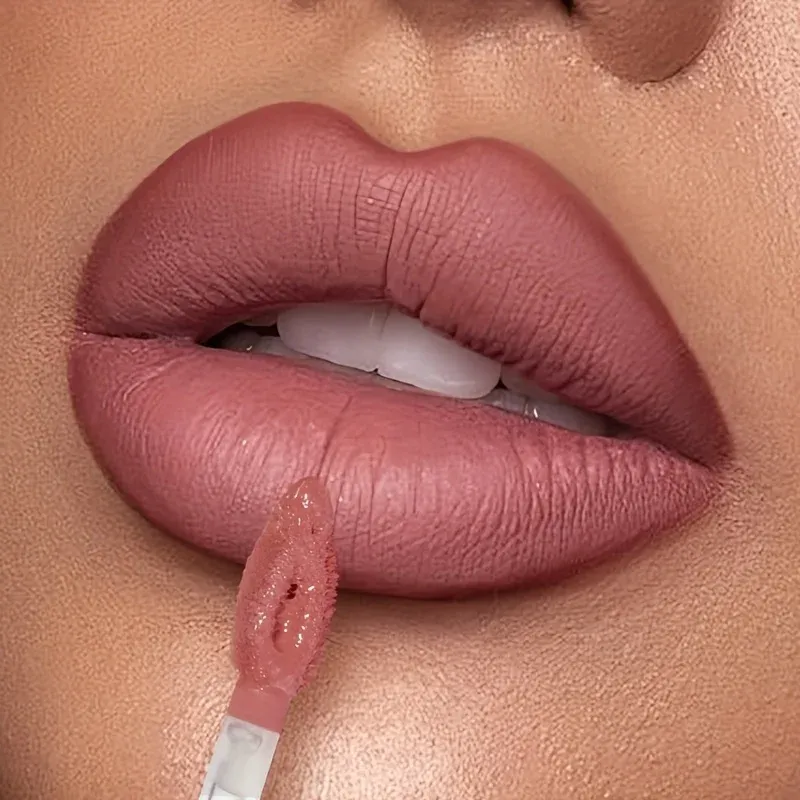 Lipliner-Kombination aus Bleistift und Lipgloss, Nude-Lippenfarbe mit Samt-Finish, wasserfester, nicht übertragender, antihaftbeschichteter Becher, langanhaltende Feuchtigkeit