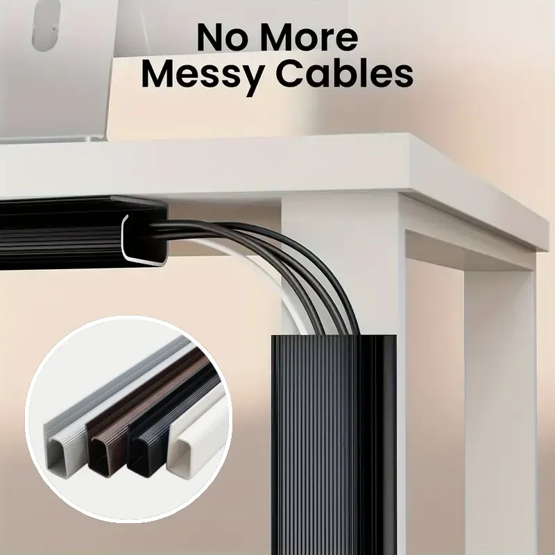 2PCS 40cm/15,75 zoll Unter Schreibtisch Kabel Management Tablett PVC Power draht hider Streifen Kabel Halter draht Veranstalter kabel Raceway