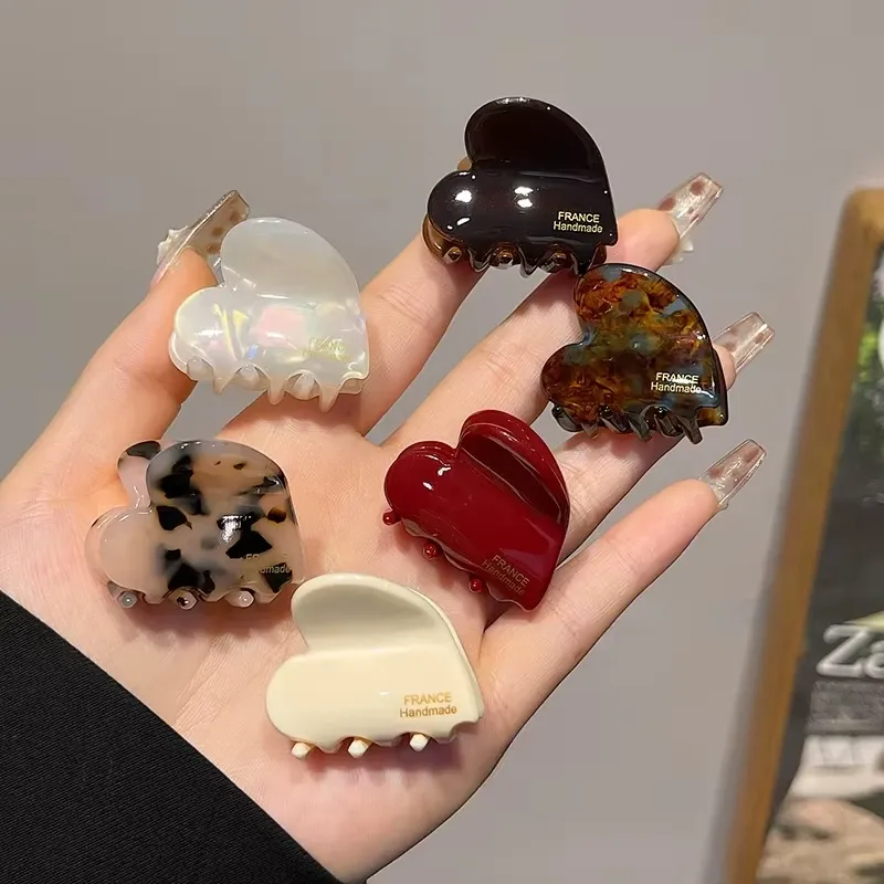 3,5 cm kleine Haarklammer aus Acetat, niedliche herzförmige Haarspangen für Kinder, Frauen, Mädchen, für Haarschmuck, Haarnadeln, Clips
