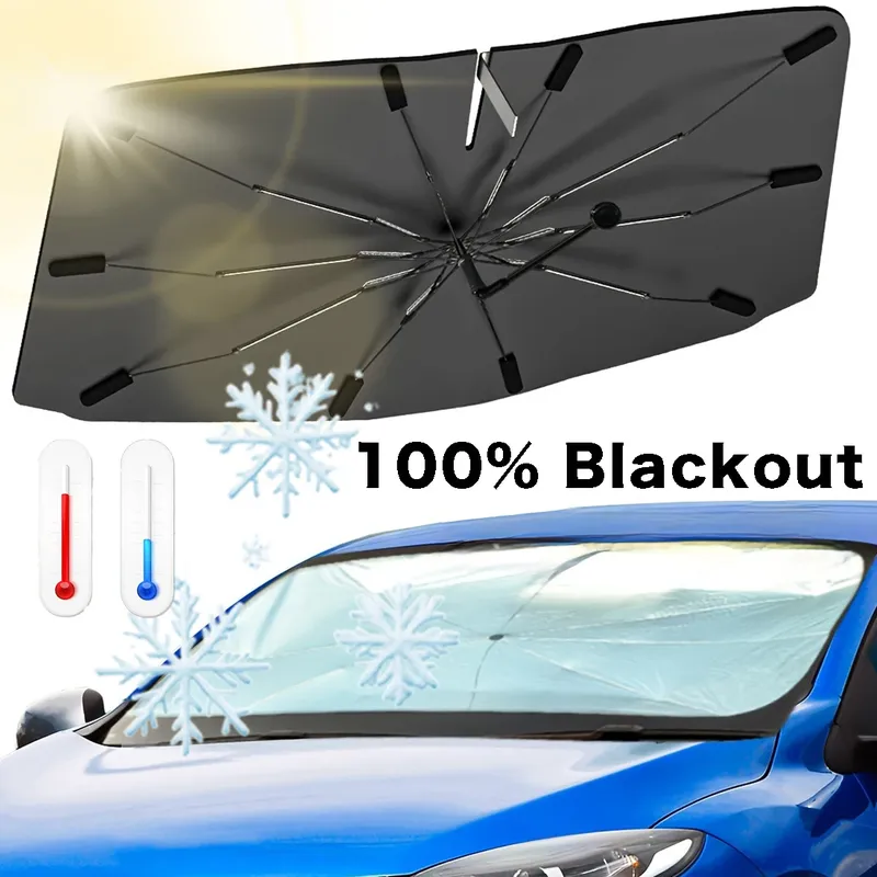 Auto-Sonnenschutz für Windschutzscheibe, Faltbare Frontscheibenabdeckung, Hitzeblockierender Tragbarer Gebogener Sonnenschirm, Automatisches Gebogenes Modell