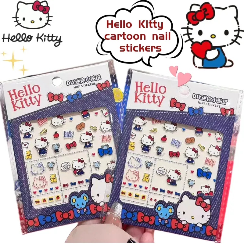 Hello Kitty süße kreative Kawaii Nagelaufkleber Weihnachtsgeschenk Persönlichkeit Anime rund um Cartoon Dekoration Aufkleber Großhandel
