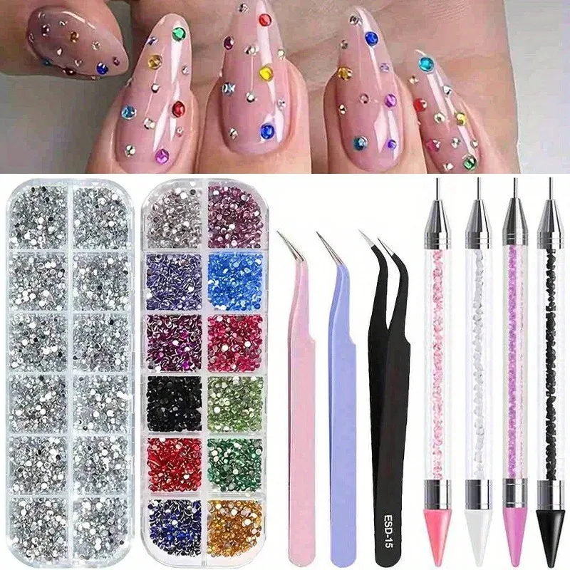 Nägel Kunst Multi-Size Flache Rückseite Acryl Strass 3D Kristall DIY Dekorationen Glitter Kristall Edelstein Maniküre Zubehör Mit