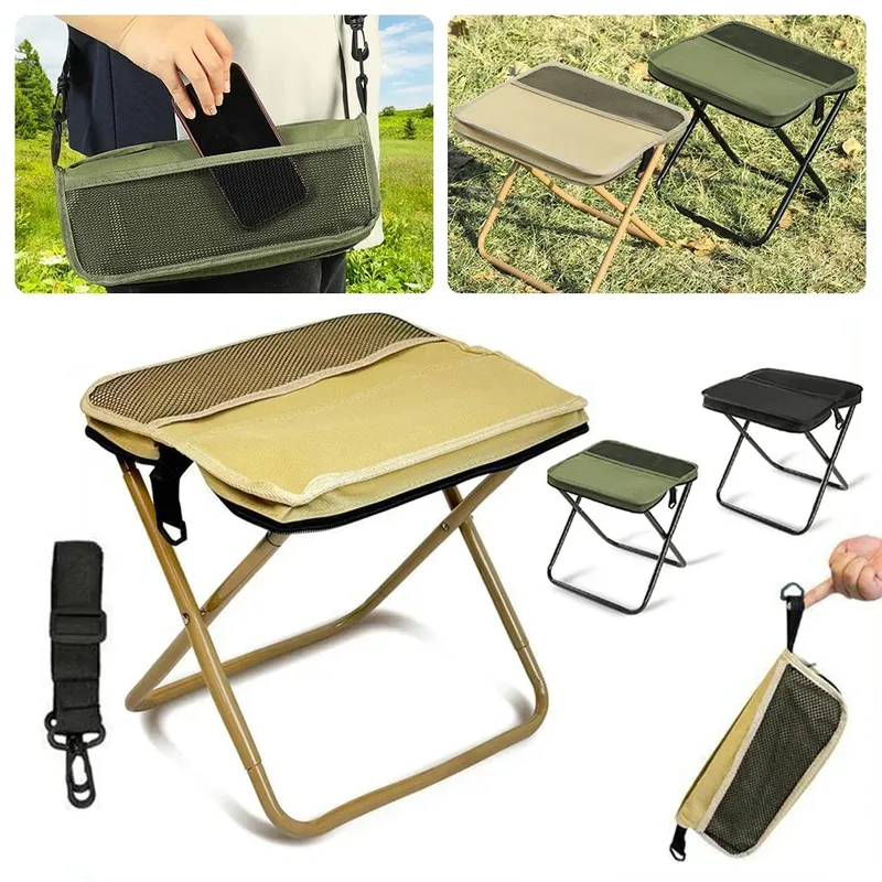 Faltbarer Rucksackhocker, tragbar, klein, Mazar Satchel, Stifttasche, Campinghocker, leichter Outdoor-Klappstuhl für Angeln, Reisen