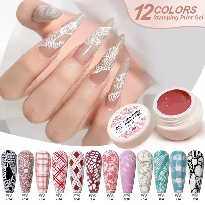 AS Nail Printing Stamping Gel Polish 5 ml Farben Nail Art Printing Lacquer für Stempelplatte Schwarz Weiß Print Lacquers Not Kit