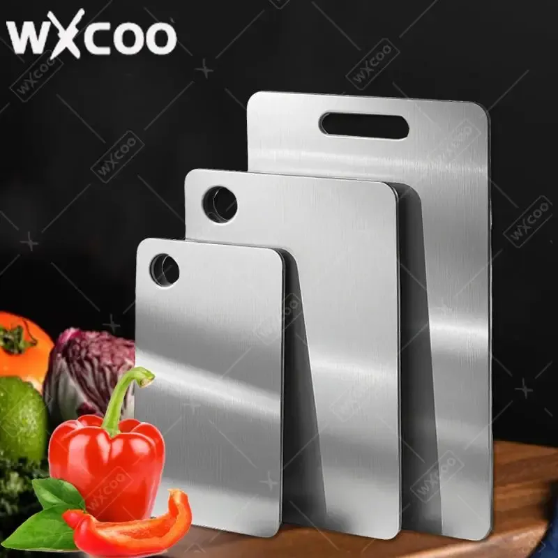 WXCOO Küchen-Schneidebrett, Lebensmittelqualität, Schneidebretter zum Schneiden von Gemüse, Obst, Fleisch, verdickte Edelstahlbretter