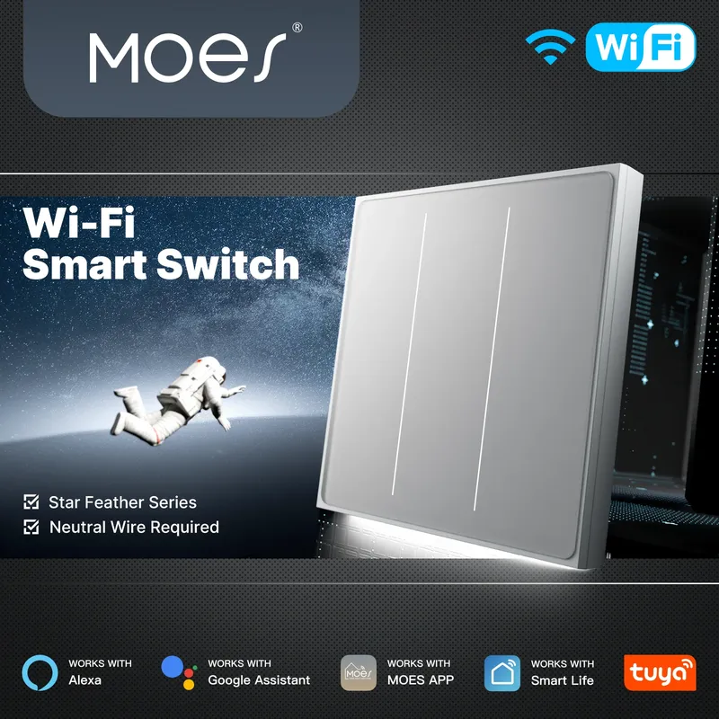 MOES Tuya WiFi Smart Star Feder Schalter EU Air Touch Mit Neutral Licht Szene 2in1 APP Fernbedienung Unterstützung Alexa Google hause