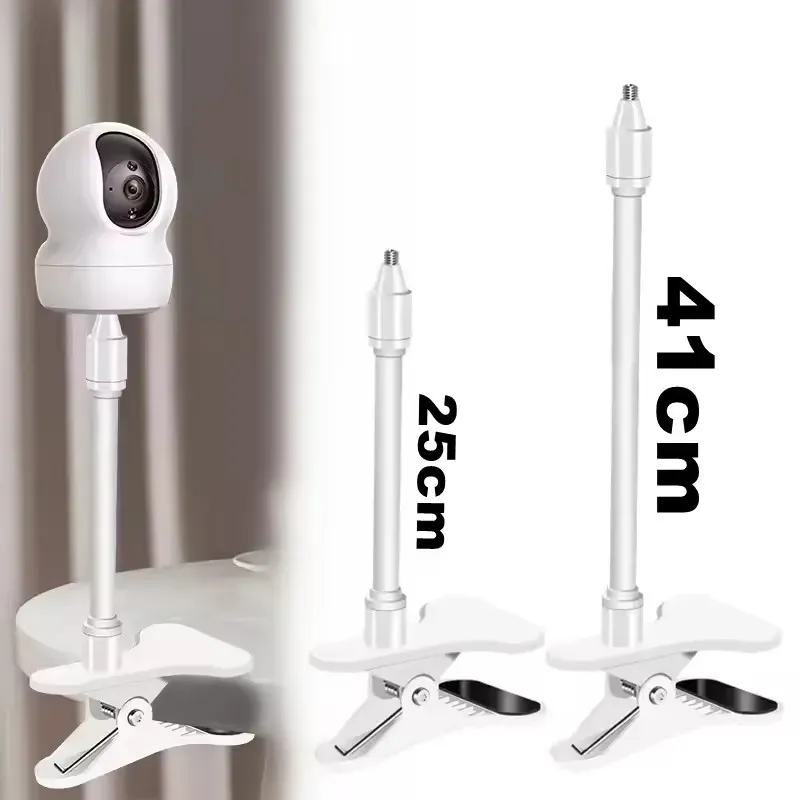 No Punch Tragbarer Webcam-Ständer mit Clip-Halterung für Babybett, Monitor, Kamerahalter, flexibles Drehmontageset für zu Hause, befestigt an das Kinderbett