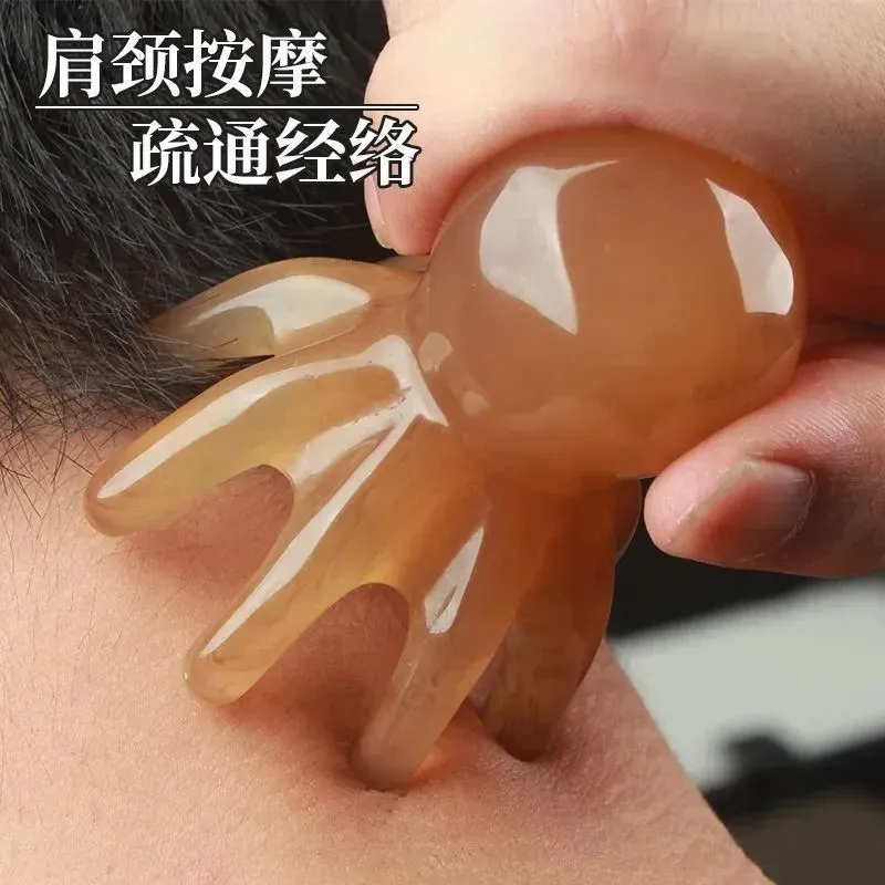 Oktopus Massagekamm Harzkopf Meridian Schaben Kopfhaut Massagebürste Akupunktur SPA Gua Sha Massagekamm zur Linderung von Müdigkeit