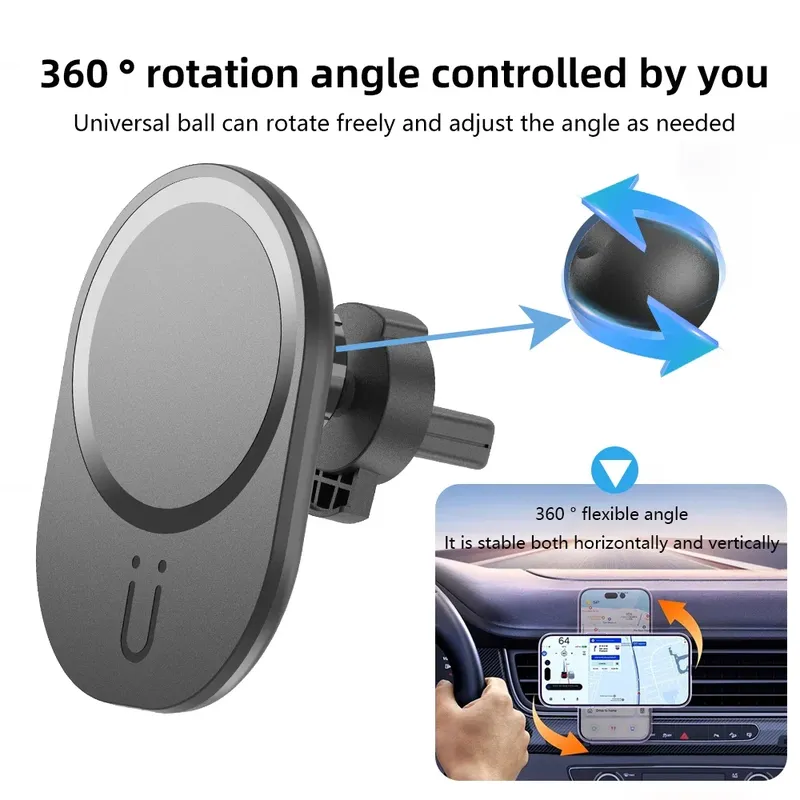 Mini Magnetische Drahtlose Auto Ladegerät Air Vent Telefon Halter Stehen Für Magsafe iPhone 16 15 14 13 12 Pro max Schnelle Ladestation