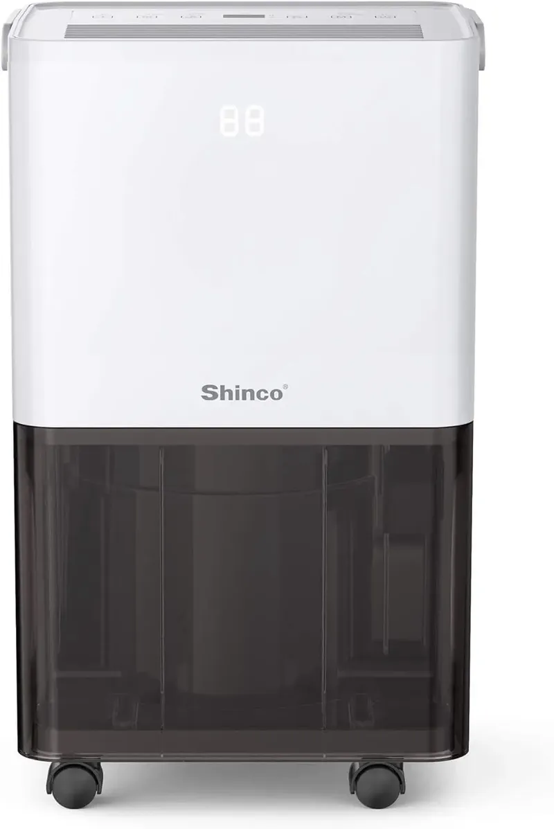 SHINCO Elektrischer Luftentfeuchter, 10 l, Raumentfeuchter mit Feuchtigkeitssensor, für 45 m3 (15 m2), energiesparend, Ablaufschlauch