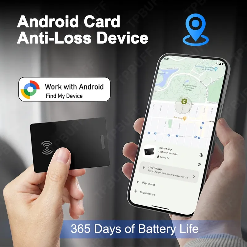 Brieftasche Anti-Verlust-Karte Google GPS Tracking Android Smart Location Tag mit Google Find Hub Tracker Drahtloses Ladegerät Schlüsselfinder