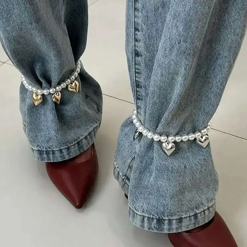Ingemark 2 Teile/satz Elegante Imitation Perle CCB Perlen Fußkettchen Frauen Kreative Einstellbare Jeans Hosen Fuß Kette Schmuck Zubehör