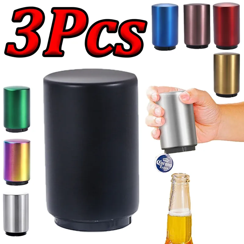 1-3Pcs Edelstahl Bier Flasche Opener Automatische Magnet Bier Opener Edelstahl Unten Push-Down Opener Wein Küche bar Werkzeuge