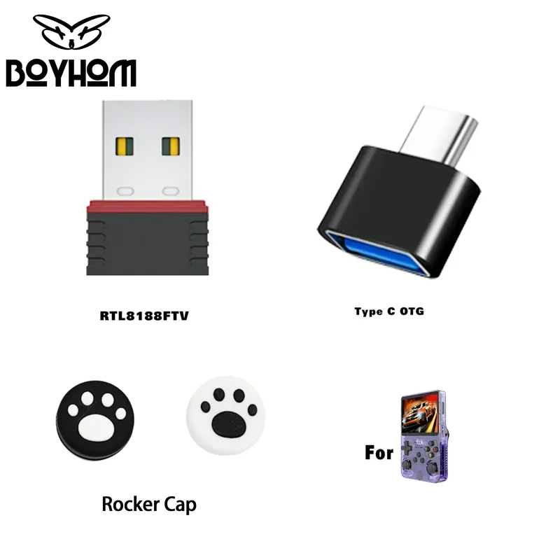 Neue R36S (WiFi) RTL8188FTV USB-Dongles und TYP C OTG-Adapter für R36S R36H R36PLUS Retro-Spielekonsole Handzubehör