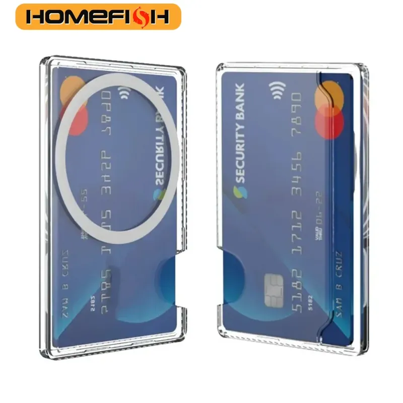 Kreative Transparente PC Magnetische Telefon Fall Zurück Selbstklebende Karte Halter Lagerung Box Starke Magnet Karte Hülse Neue