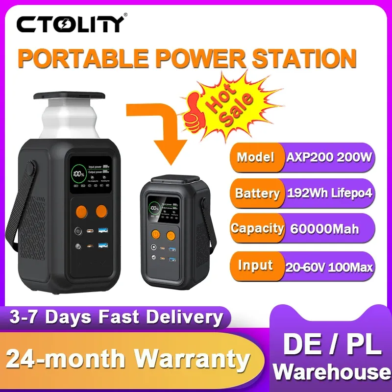 CTOLITY 200W Kraftwerk Camping 192Wh Lifepo4 Power Bank 60000mAh Tragbares Ladegerät Akku Notstrom USB TYPE-C Port