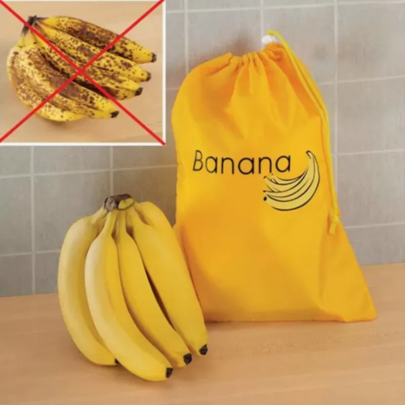 ‌ „Isolierte Frischhaltebeutel – wiederverwendbarer Aufbewahrungsorganisator für Bananen, Salat und Gemüse (Kordelzugverschluss)“