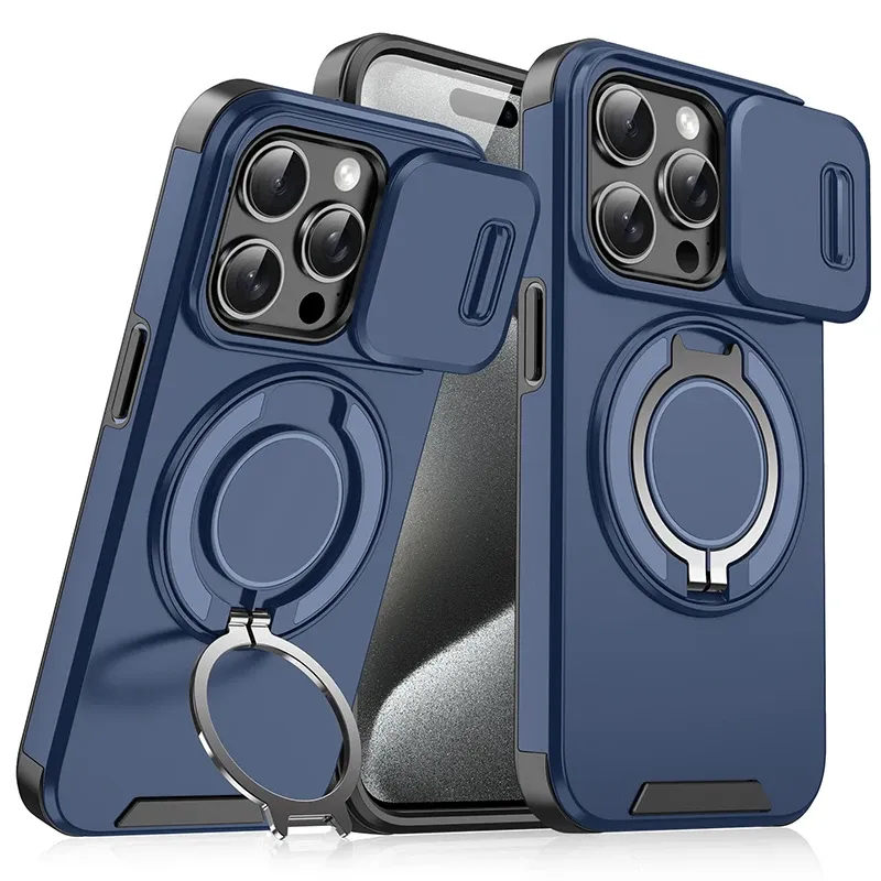 360 ° drehbare versteckte Metall Auto halter Ring Push Fenster Schutz linse stoß feste Handy hülle für iPhone 16 Pro Max 16 Plus Abdeckung