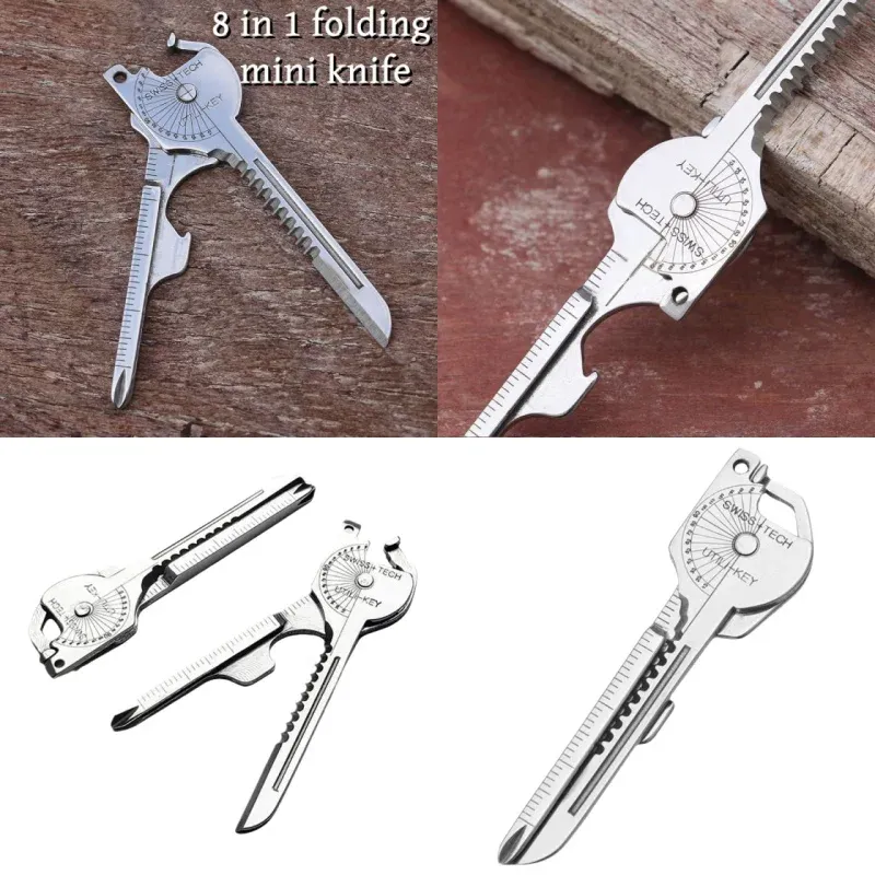 Schlüsselanhänger, Multitool, kompaktes multifunktionales Schlüsselanhänger-Gadget, tragbares Werkzeug mit Schraubendreher, Flaschenöffner, Camping-Notfallwerkzeug
