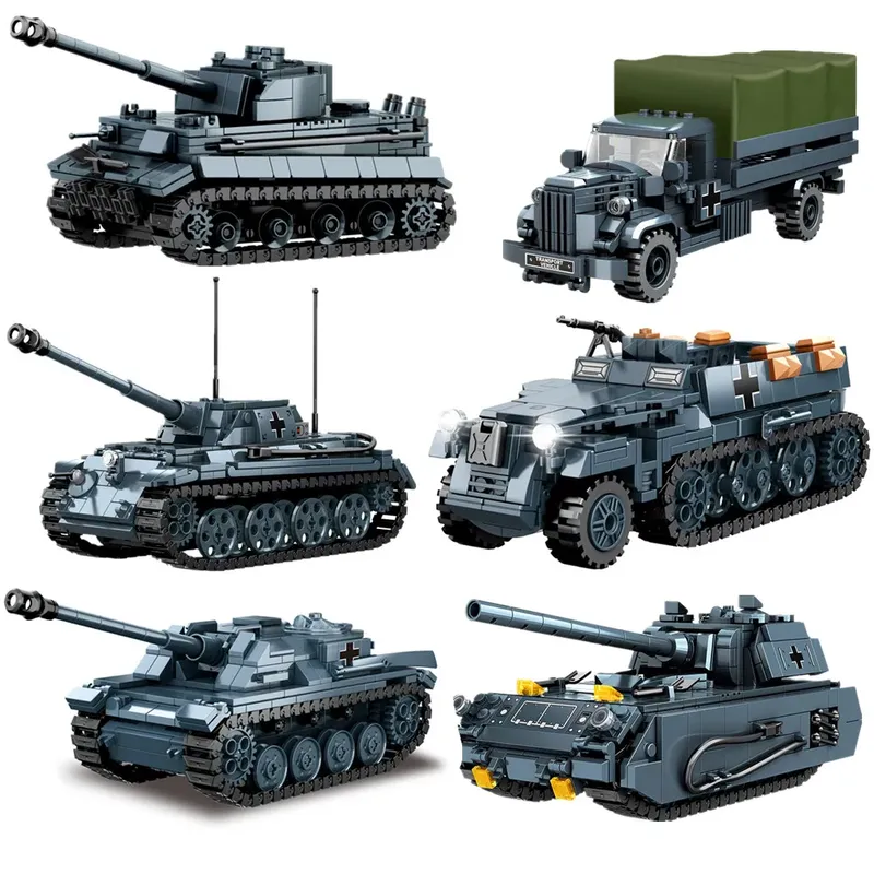WW2 Militär Armee Soldaten 2. Weltkrieg Panzer Gepanzertes Fahrzeug Modell Montieren Bausteine Ziegel kinder DIY Spielzeug Geschenk