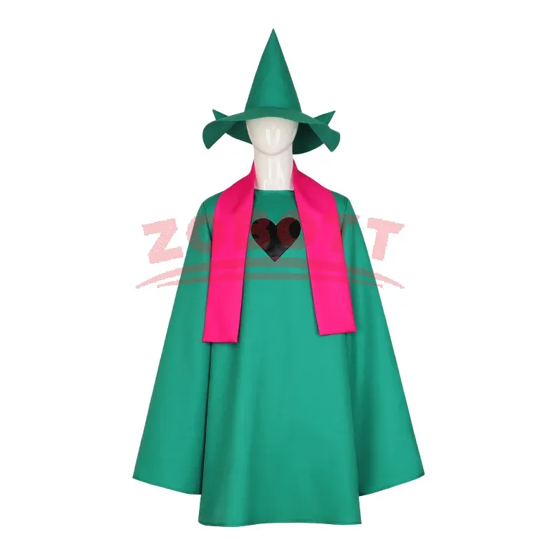 Undertale Ralsei Cosplay Hoodie Umhang Top Deltarune Cosplay Cape Outfit mit Hut Schal Halloween Kostüm