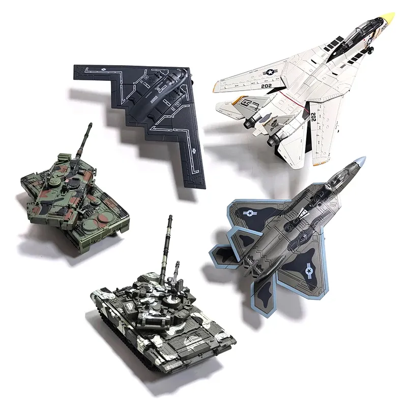 Kreative Militär Bausteine Set F-22 F-14 Kämpfer Bomber Leopard 2A7 M1A2 T-90 Kampfpanzer Modell Spielzeug Für Jungen Geschenke
