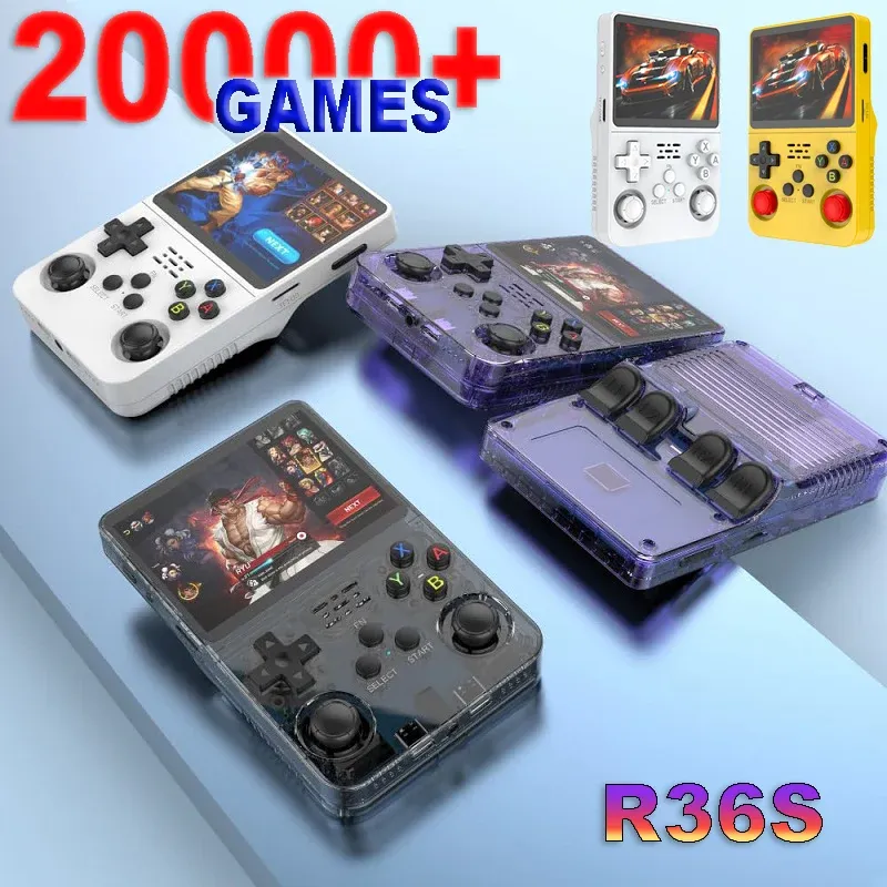 R36S Retro Handheld Videospielkonsole ARKOS System 3,5 Zoll IPS Bildschirm Klassischer tragbarer Taschenvideoplayer 128G Spiele Junge Geschenk