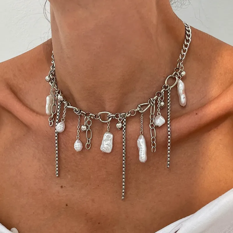 Ingemark Vintage Liebe Herz Kreuz Quaste Anhänger Choker Halskette für Frauen Kreative Schlüsselbein Kette Mi Braut Hals Schmuck Geschenk