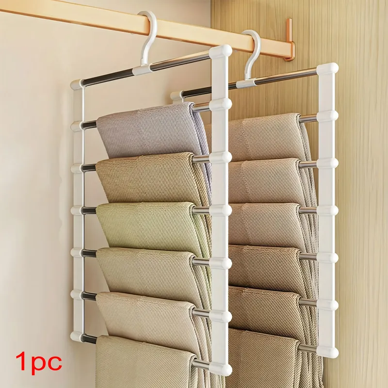 1 Stück platzsparende faltbare Hosenbügel aus Edelstahl für Jeans, Leggings und Hosen – Schrank-Organizer