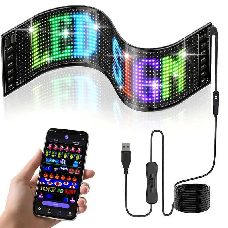 LED Flexible Bildschirm Scrollen Werbung LED Beschilderung USB 5V Bluetooth App Steuerung Programmierbare Text Muster Uhr LED Auto zeichen
