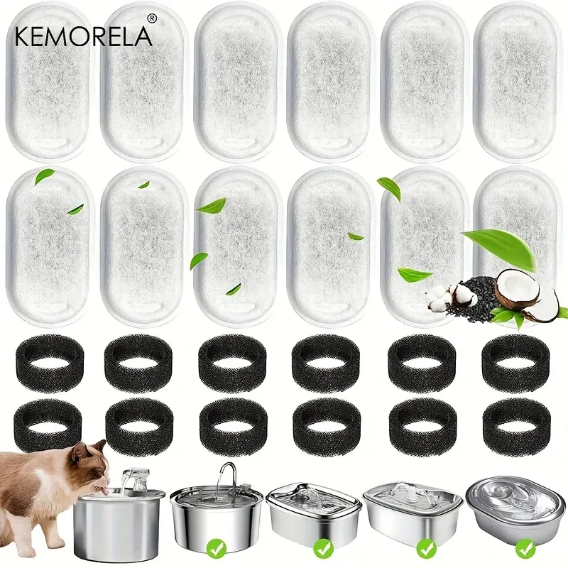12/15PCS Katze Wasser Brunnen Aktivkohle Schwamm Filter für Edelstahl Wasser Dispenser Pet Gesunde Wasser Pflege zubehör