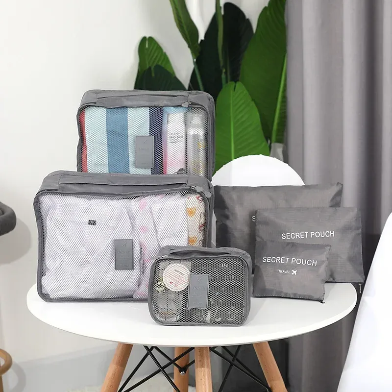 6 teile/satz Reise Lagerung Taschen Koffer Verpackung Set Lagerung Fällen Tragbare Gepäck Organizer Kleidung Schuh Faltbare Organizer