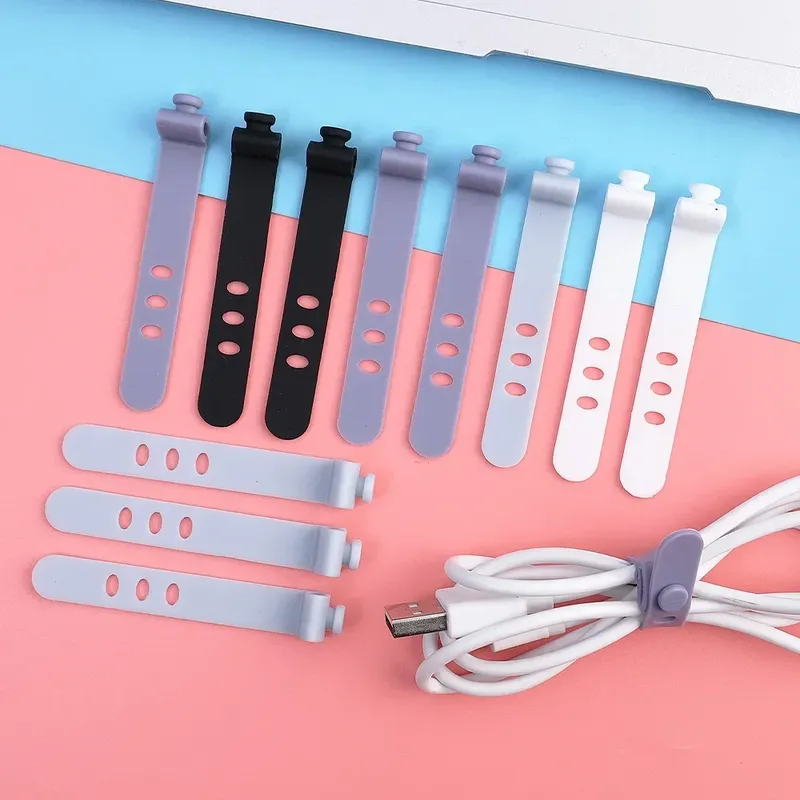 5PCS Wiederverwendbare Kabel Organizer Kopfhörer Clip Ladegerät Kabel Management 3 Loch Linie Lagerung Halter Linie Spuler Riemen