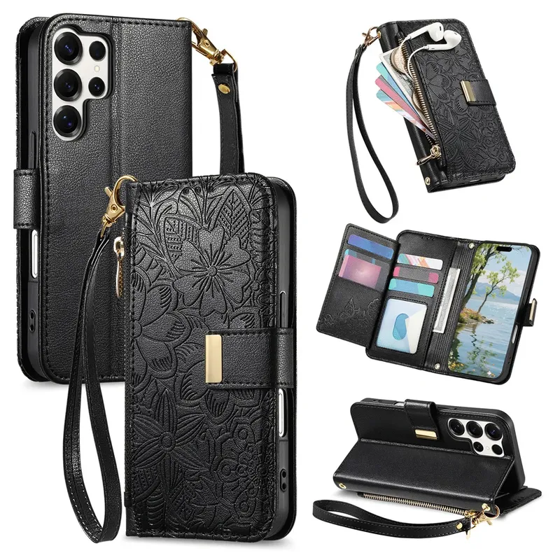 Handgelenkriemen-Brieftasche mit Kartenfach Handyhülle für Samsung Galaxy S25 Edge S26 Ultra S24 FE A57 A37 A06 A16 A26 A56 A36 A55 A35 A25 A15