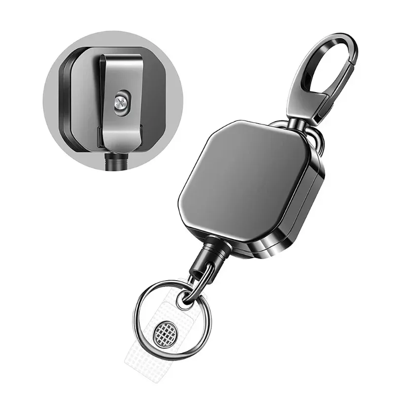 Verlustfreie und leicht zu ziehende Schnalle aus einziehbarem Schlüsselanhänger, Gürtel, Abzeichenrolle, quadratisch, Accesorios Para Auto-Schlüsselanhänger
